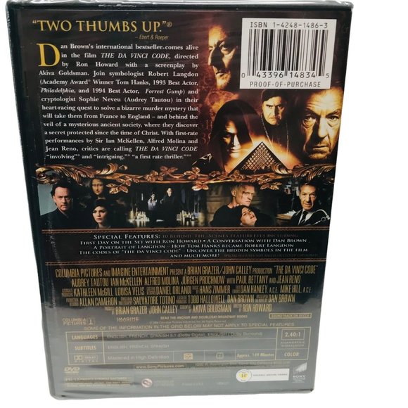 The Da Vinci Code DVD 2006 Tom Hanks 2 Disc Set New In Package - Picture 2 of 8